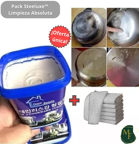 Pack Steeluxe™ - 1 Pasta de Limpieza + 5 Paños de Alambre